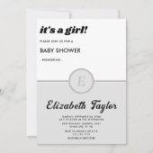 Elegant monogram zwart-wit grijs Baby shower Kaart (Voorkant)