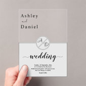 Elegant monogram zwart-wit grijs chique bruiloft acryl uitnodigingen (Insitu (Draagbaar))