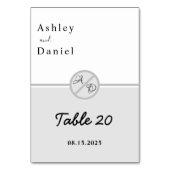 Elegant monogram zwart-wit grijs chique bruiloft kaart (Achterkant)