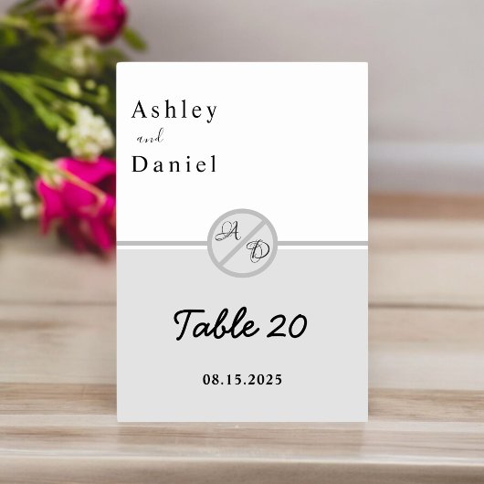 Elegant monogram zwart-wit grijs chique bruiloft kaart