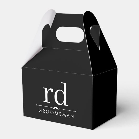 Elegant Monogram Zwart-wit Groomsmen Gift Bedankdoosjes (Achterkant)
