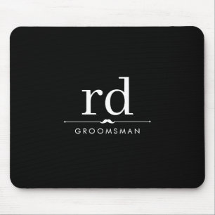 Elegant Monogram Zwart-wit Groomsmen Gift Muismat