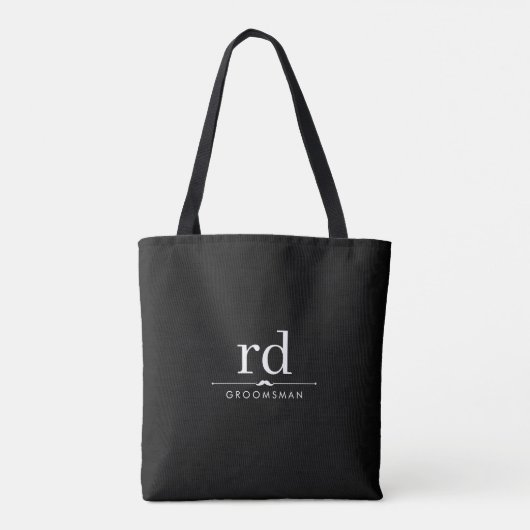Elegant Monogram Zwart-wit Groomsmen Gift Tote Bag (Achterkant)