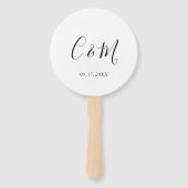 Elegant Monogram Zwart-wit Handwaaier (Achterkant)