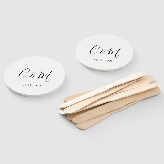 Elegant Monogram Zwart-wit Handwaaier (Niet-gemonteerd)