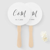 Elegant Monogram Zwart-wit Handwaaier (Voorkant en achterkant)