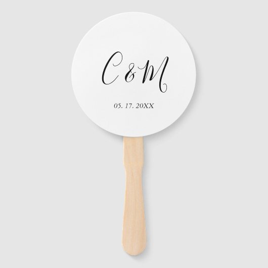 Elegant Monogram Zwart-wit Handwaaier (Voorkant)