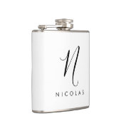 Elegant Monogram Zwart-wit Heupfles (Rechts)