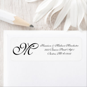 Elegant Monogram zwart wit, klassieke chic Etiket