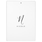 Elegant Monogram zwart-wit klembord (Achterkant)