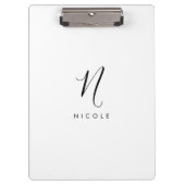 Elegant Monogram zwart-wit klembord (Voorkant)
