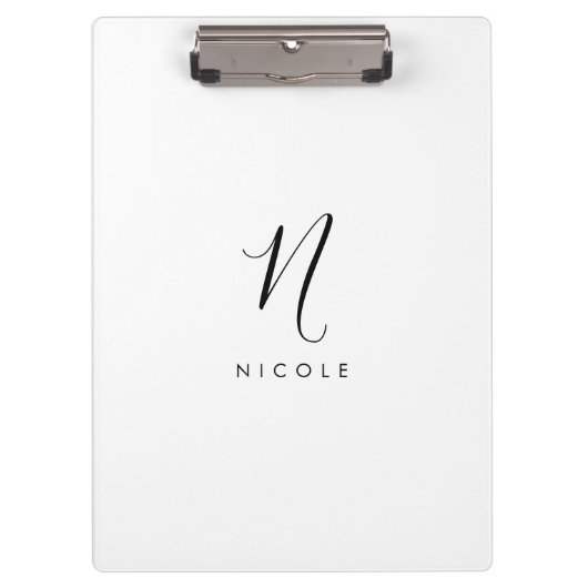 Elegant Monogram zwart-wit klembord (Voorkant)