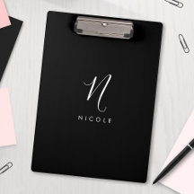 Elegant Monogram zwart-wit klembord