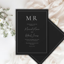 Elegant Monogram Zwart & Wit Modern Huwelijk