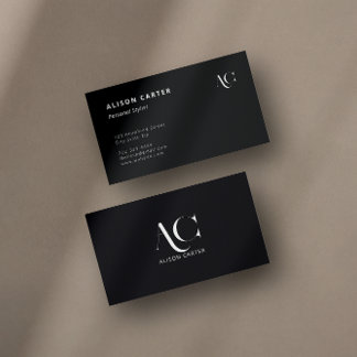 Elegant Monogram Zwart-wit | Modern minimaal Visitekaartje
