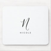 Elegant Monogram Zwart-wit Muismat (Voorkant)