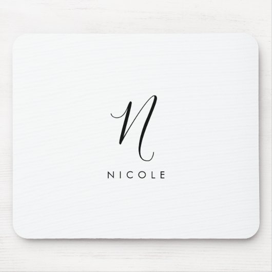 Elegant Monogram Zwart-wit Muismat (Voorkant)