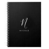 Elegant Monogram Zwart-wit Notitieboek (Voorkant)