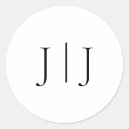 Elegant Monogram Zwart-wit Ronde Sticker