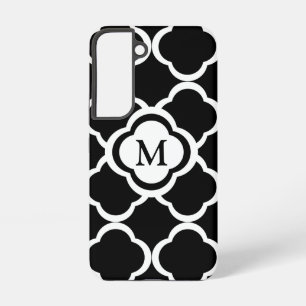Elegant monogram zwart-wit samsung galaxy hoesje