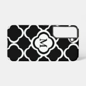 Elegant monogram zwart-wit samsung galaxy hoesje (Achterkant horizontaal)