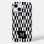 Elegant monogram zwart-wit schaakpatroon Case-Mate iPhone case (Achterkant)