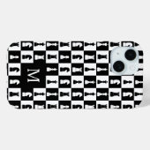 Elegant monogram zwart-wit schaakpatroon Case-Mate iPhone case (Achterkant (horizontaal))