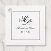 Elegant Monogram Zwart-wit Script Bedankjes Labels (Voorkant)