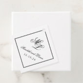 Elegant Monogram Zwart-wit Script Bedankjes Labels (In situ)