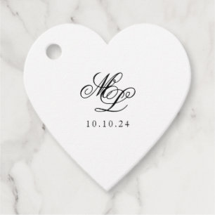 Elegant Monogram Zwart-wit Script Bedankjes Labels