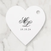 Elegant Monogram Zwart-wit Script Bedankjes Labels (Achterkant)