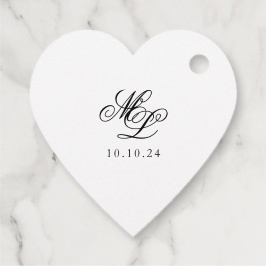 Elegant Monogram Zwart-wit Script Bedankjes Labels (Achterkant)