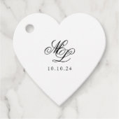 Elegant Monogram Zwart-wit Script Bedankjes Labels (Voorkant)