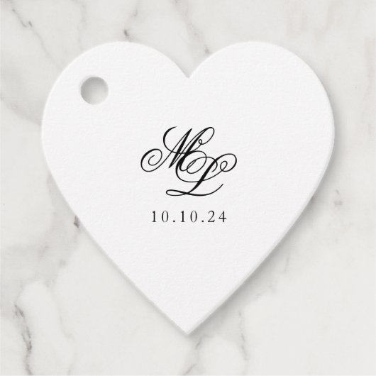 Elegant Monogram Zwart-wit Script Bedankjes Labels (Voorkant)