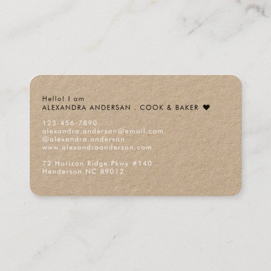 Elegant Monogram Zwart Wit Script Naam Kraft Visitekaartje (Achterkant)