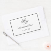 Elegant Monogram Zwart-wit Script Rechthoekige Sticker (Envelop)