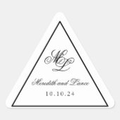 Elegant Monogram Zwart-wit Script Sticker (Voorkant)