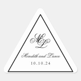 Elegant Monogram Zwart-wit Script Sticker