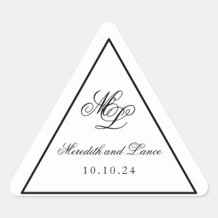 Elegant Monogram Zwart-wit Script Sticker