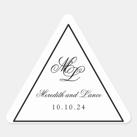 Elegant Monogram Zwart-wit Script Sticker (Voorkant)