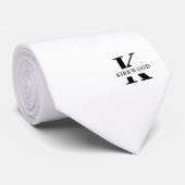 Elegant Monogram | Zwart wit Stropdas (Opgerold)