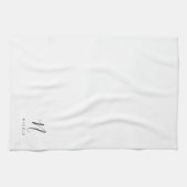 Elegant Monogram Zwart-wit Theedoek (Horizontaal)