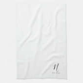Elegant Monogram Zwart-wit Theedoek (Verticaal)