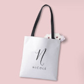 Elegant Monogram Zwart-wit Tote Bag