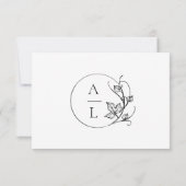 Elegant Monogram Zwart-Wit Trouwen RSVP Kaart (Achterkant)