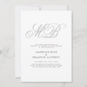 Elegant Monogram Zwart Wit Virtuele Bruiloft Kaart (Voorkant)