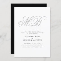 Elegant Monogram Zwart Wit Virtuele Bruiloft