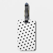 Elegant monogram zwart-witte polkadot bagagelabel (Achterkant verticaal)