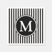 Elegant monogram zwart-witte strepen servetten (Voorkant)