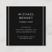Elegant Monogram Zwart Zilver Vierkante Visitekaartje (Achterkant)